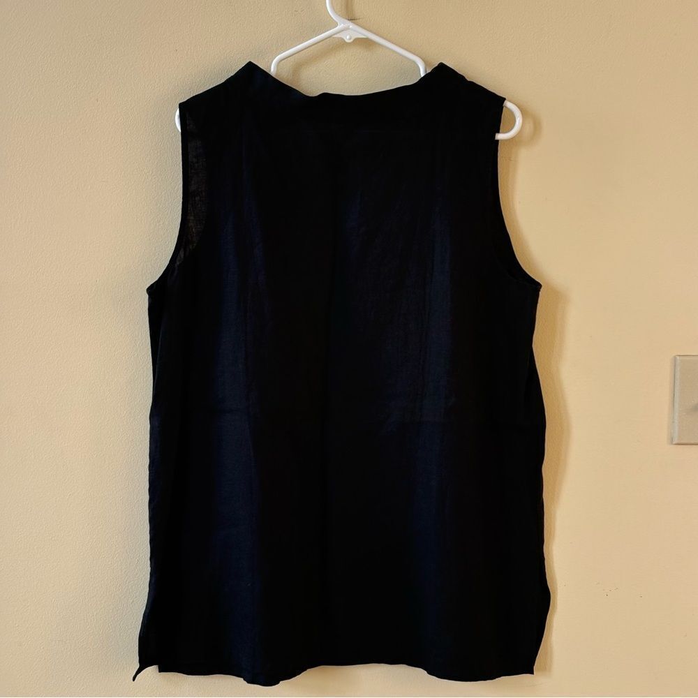 Eileen Fisher Band Collar Sleeveless Organic Linen Blend Tunic - Picture 8 of 8